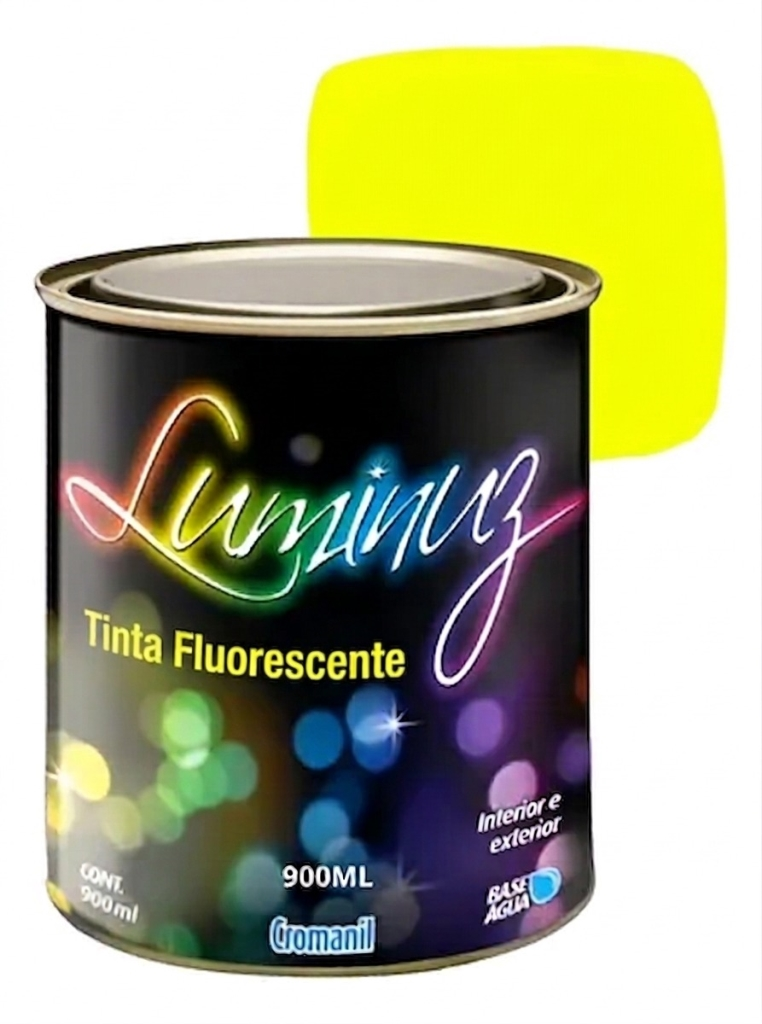 Tinta Fluorescente Luminuz Amarelo 900ml Cromanil - Brilha com Luz Negra
