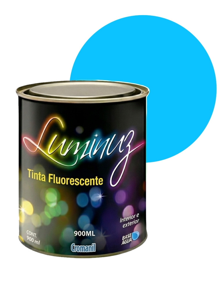 Tinta Fluorescente Luminuz Azul 900ml Cromanil - Brilha com Luz Negra